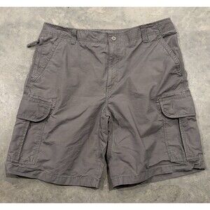 LL Bean Men's Natural Fit Flat Front 100% Cotton Gray Hiking Cargo Shorts 38x10